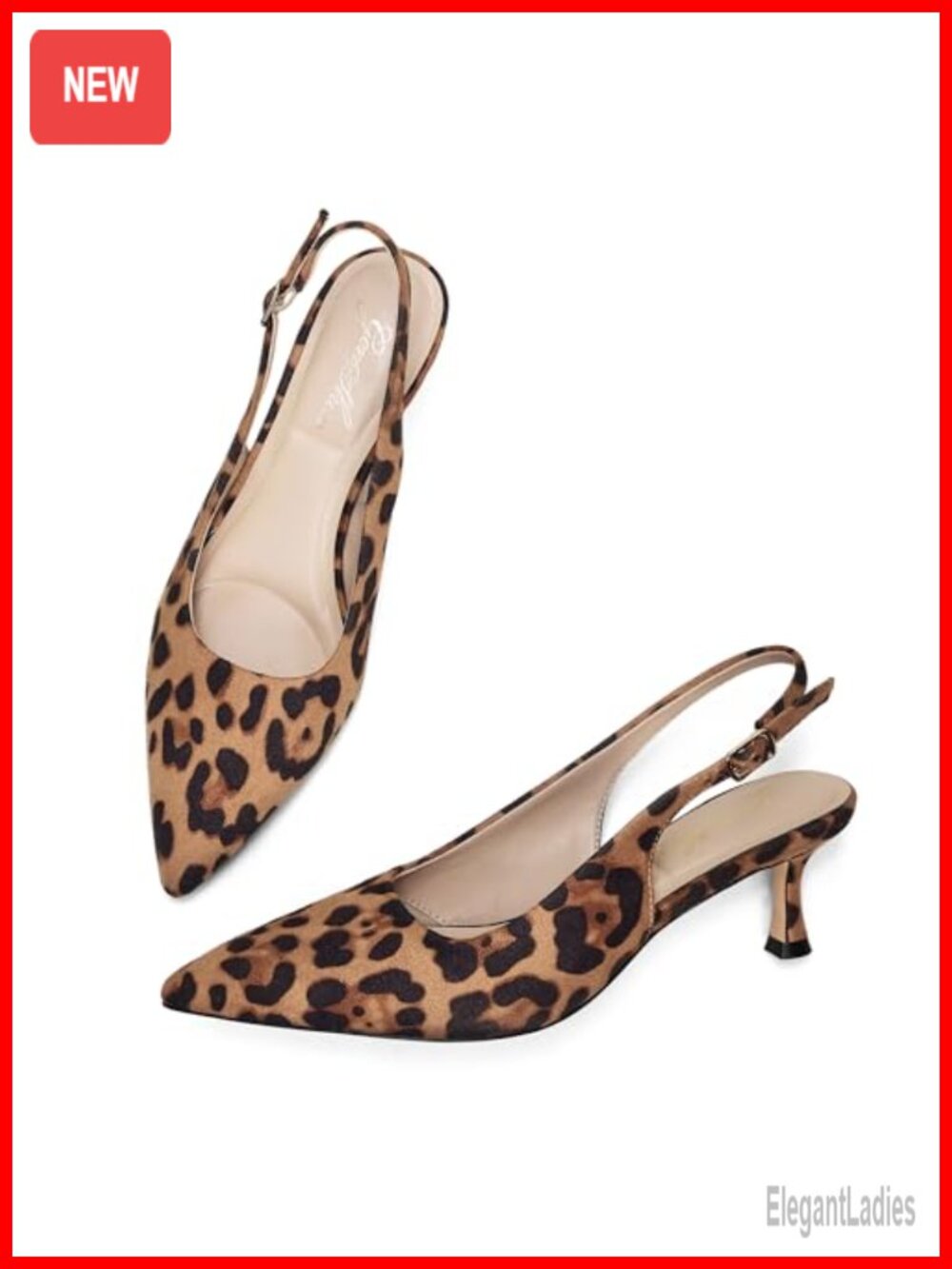 Women Kitten Heel Slingback Pumps Pointed Toe Faux Suede 2 Inch Dressy Work